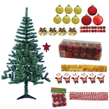 Imagem de Árvore De Natal Verde 1,80m 320 Galhos Decorada Com 90 Itens Enfeites 