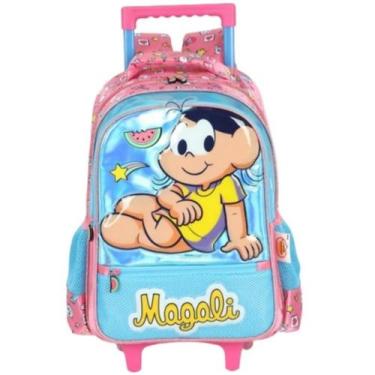 Imagem de Mochila infantil feminina luxcel turma da monica c/rodas ic42492mn, Az