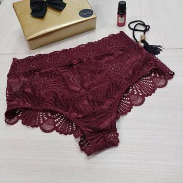 Imagem de Calcinha Hot Pant Feminina Clamar Rendada - 2055, M, Bordô