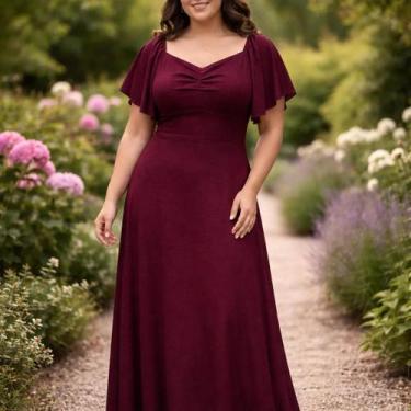 Imagem de Vestido Longo Festa Feminino Plus size Blessed Elegante 2367 - G1, Vin