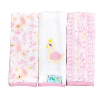Imagem de Pano de Boca Bebê Kit c/3 unidades Fralda Algodão Baby Nice Cor:Rosa C