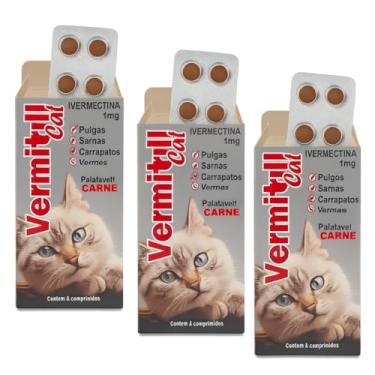 Imagem de Vermitril Gatos - Anti Pulgas, Carrapatos, Vermes, Sarnas 12 Comprimidos mastigáveis (3)