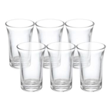 Imagem de Kit 6 Copo de Shot Dose Vidro Transparente Copinho para Cachaça Tequil