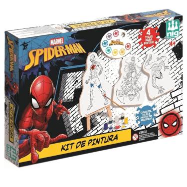Imagem de Kit de Pintura Spider Man Marvel com 13 Peças Cavalete Telas e Tintas Guache Vermelho Nig Brinquedos