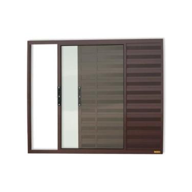 Imagem de Janela Janela Veneziana Confort 3 Folhas Vidro Liso 120cm x 120cm Brim