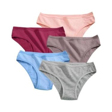 Imagem de Conjunto De Calcinhas De Algodão Femininas Lingerie Sexy Em Cores Sóli