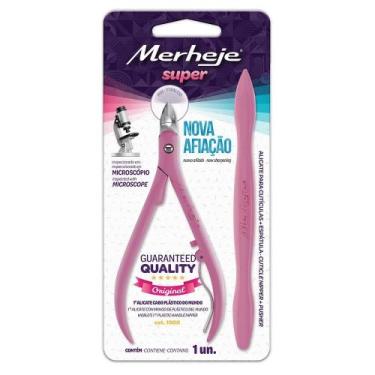 Imagem de Alicate Merheje Para Cuticula Com Espatula Basic Rosa