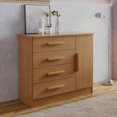 Imagem de Cômoda com Sapateira 4 Gavetas e 1 Porta MDF Florença Marrom/Cinamomo 