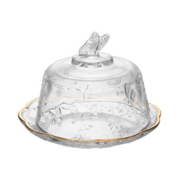 Imagem de Queijeira com Tampa New Butterfly e Fio de Ouro Lyor Cristal