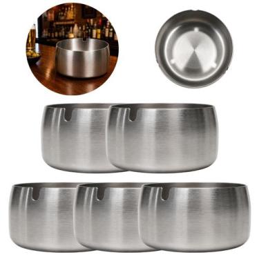 Imagem de 5 Cinzeiros de Metal 10cm Redondo Resistente Premium - Kehome