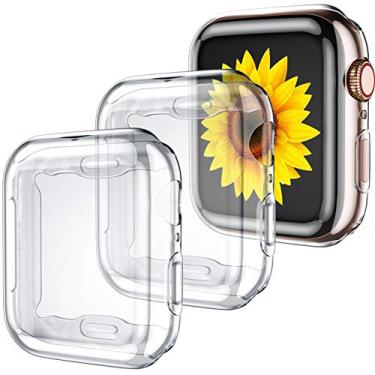 Imagem de GEAK Capa para Apple Watch série 6 5 de 44 mm com protetor de tela, pacote com 3 capas protetoras em TPU transparente macio para iWatch Series 5 de 44 mm (3 transparentes)