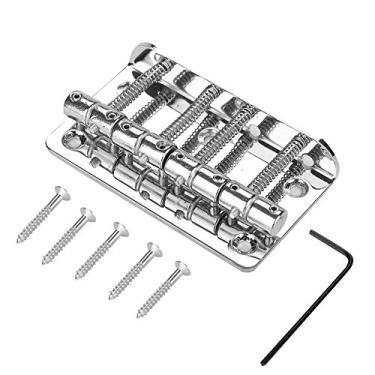 Imagem de Ponte hardtail de 4 cordas, saddles de ponte de baixo para precision 4 saddle hardtail 80mm arremate de metal acessório de substituição de ponte de baixo elétrico (prata)