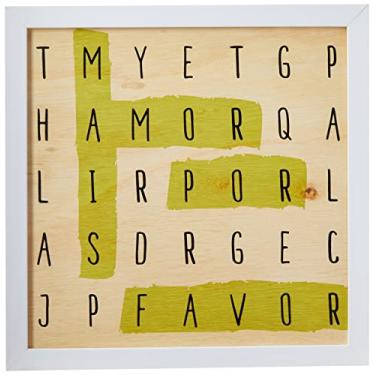 Imagem de Arte Maníacos Quadro decorativo com moldura caixa branca em Madeira - Caça palavras - 30x30cm