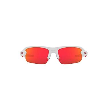 Imagem de Oakley Óculos de sol juvenis OJ9008 Flak XXS quadrados, branco fosco/rubi Prizm, 58 mm