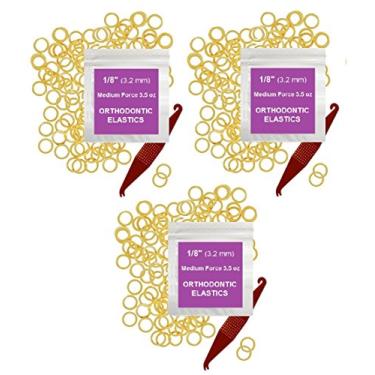 Imagem de Elásticos ortodônticos de 0,3 cm (1/8 polegada), pacote com 300 unidades, natural, médio, 100 ml, tranças de cabelo Dreadlocks para consertar lacuna dos dentes, colocador elástico livre para aparelhos