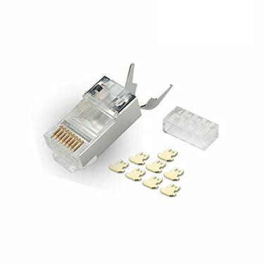 Imagem de pacote com 10 peças lote de AWG-23 Cat7 cat6. A Crystals RJ45 conector de rede Clipper 8P8C adaptador