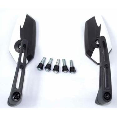 Imagem de Espelho Retrovisor Universal Thunder Honda Yamaha BMW Suzuki Dafra branco