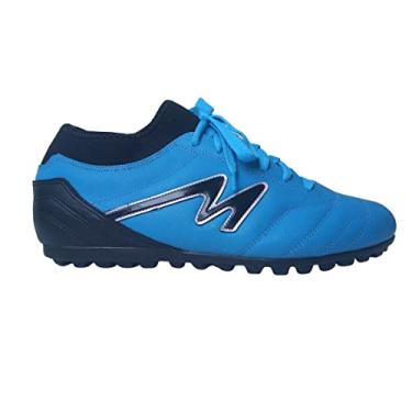 Imagem de Chuteira Futebol Society Mathaus Botinha Couro Cor:Azul-Celeste;Tamanho:42;Gênero:Masculino