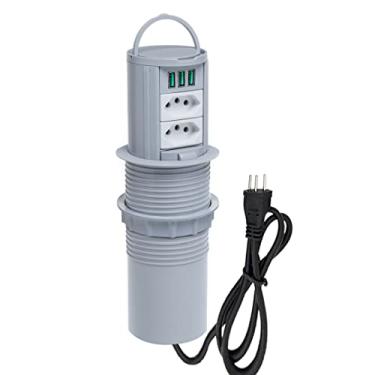 Imagem de Torre De Tomada Totem Slim Manual Alça 2 Tomada 20A 3USB 5.2 COR:CINZA