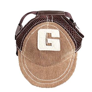 Imagem de (Bone pequeno, marrom) - Bone de beisebol de cachorro de estimacao Bone esportivo - Chapeu de protecao solar Bone de verao para caes pequenos e medios