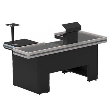 Imagem de Check Out Amapá em U 2,00 x 1,00 x 0,90 Preto com Acabamento Cinza e Preparação para Balança