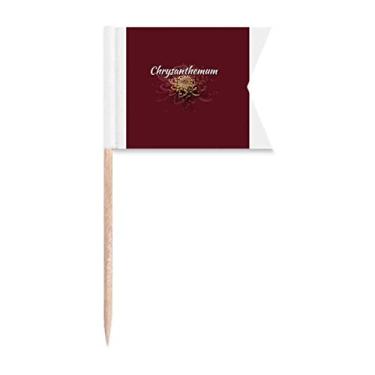 Imagem de Flores crisântemos flor lindamente palitos bandeiras marcação para bolo festa comida prato queijo