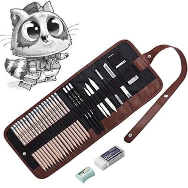 Imagem de Lápis de desenho, lápis de esboço grafite 12B 8B 7B 6B 5B 4B 3B 2B B HB 2H e materiais de arte carvão para esboçar e desenhar, conjunto de lápis para artistas ou crianças