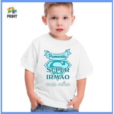 Imagem de Camiseta Infantil Promovido Super Irmão Velho  -  Est. Azul Claro Chá