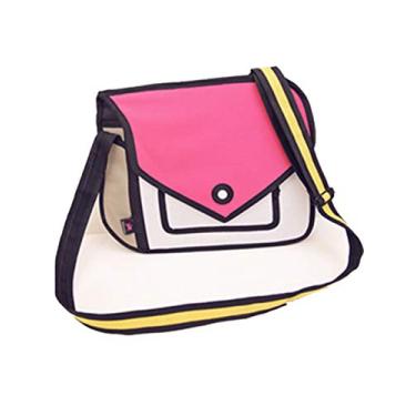 Imagem de Xugq66 Bolsa de mão com desenho em 2D, estilo 3D, bolsa de ombro de lona, bolsa de mão com laço, rosa, 36x29x2cm/14.2x11.4x0.8inch