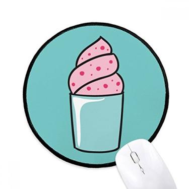 Imagem de Mouse pad rosa Sweet Cup Sorvete Tapete redondo para escritório para computador
