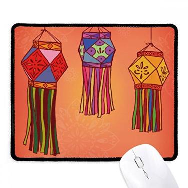 Imagem de Mousepad com ilustração colorida da lanterna chinesa com borda costurada, tapete de jogos de borracha