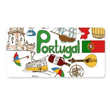 Imagem de DIYthinker Placa de licença de Portugal Love Heart Landscap Bandeira nacional Decoração de aço inoxidável