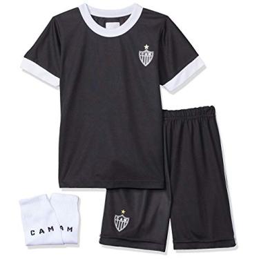 Imagem de Conjunto camiseta, shorts e meia Atlético Mineiro, Rêve D'or Sport, Crianças, Preto/Branco, 8