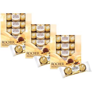 Imagem de Kit 3 Caixas Chocolate Avelã Ferrero Rocher 144 Bombons