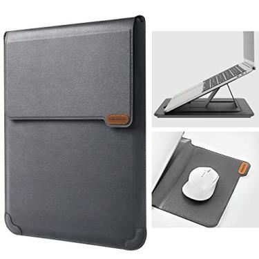 Imagem de YueLi Capa para laptop com suporte para laptop e mouse pad, bolsa para computador de 13 a 14 polegadas com 2 suportes de ângulo ajustável para laptop para MacBook Pro/Air 13, Dell, Chromebook, XPS 13, Surface Book, iPad Pro 12.9, cinza (Cinza)