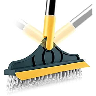 Imagem de Escova de limpeza para esfregar, escova de esfregão 2 em 1 com alça e rodo longos de 111 cm, escova giratória de azulejo de 120° escova de limpeza de cerdas rígidas para limpar a cozinha do banheiro