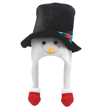 Imagem de Chapéu de Natal engraçado chapéu de Natal com aba de neve chapéu de festa de Natal chapéu de neve engraçado chapéu de neve adereços Navidad Ano Novo, Preto, tamanho �nico