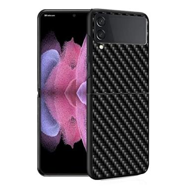 Imagem de Capa de telefone de fibra de carbono preta para Samsung Galaxy Z Flip 3 5G Flip 4 5 ZFlip3 ZFlip zflip Flip4 ZFlip4 Capa rígida para PC Bumper Pint, ZF, BKB10, para Samsung Z Flip3 5G