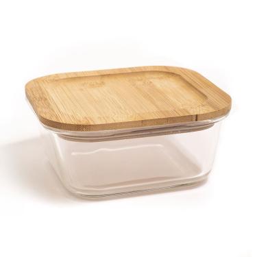 Imagem de Pote de Vidro com Tampa de Bambu Oikos 800ML Hermético
