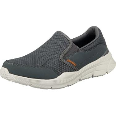 Imagem de Skechers Mocassim masculino sem cadar o, Carv o/Laranja, 7 X-Wide
