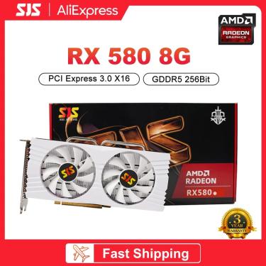 Imagem de SJS-RX580 8GB Placa gráfica  GPU  GDDR5  256Bit  8Pin  PCIE 3.0  16 para mineração  jogos  desktop