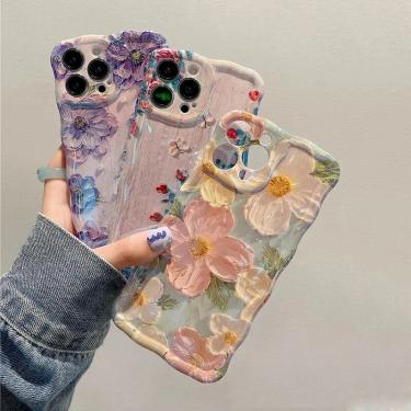 Imagem de Capa de silicone suave  blu-ray Flower Phone Case para iPhone 15  14  13  12  11 Pro Max  Plus