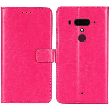 Imagem de TienJueShi Capa protetora de couro flip estilo livro rosa carteira TPU silicone Etui para HTC U12 Plus 6 polegadas
