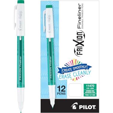 Imagem de PILOT Canetas marcadoras apagáveis FriXion Fineliner, ponta fina, tinta verde, pacote com 12 (11470)