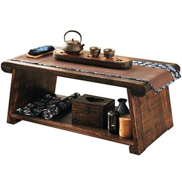 Imagem de Mesa de centro com janela de sacada, mesa de chá, mesa baixa, dobrável, varanda, mesa de tatami, fácil de mover (cor: marrom, tamanho: 50 * 30 * 20 cm) (marrom 50 * 30 * 20 cm)