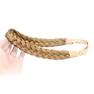 Imagem de Gledola Faixa de cabelo sintético com dois fios trançados, aparência natural, para mulheres (loiro caramelo)