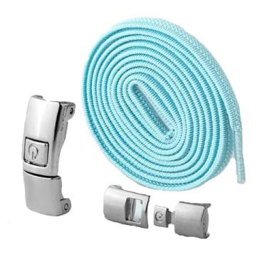 Imagem de Elastic Laces Sneakers Width Flat Shoelaces Without Ties Kids Adult Lock No Tie Shoelace Rubber Bands Shoe Accessories (Color : Sky blue)