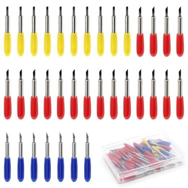 Imagem de Uenhoy 50 peças de lâminas de corte de substituição para Cricut Explore Air 2/Air 3/Maker/Maker, 3-10 peças de lâminas de ponta fina, 30 lâminas padrão, 10 lâminas de ponta profunda - multicolorido