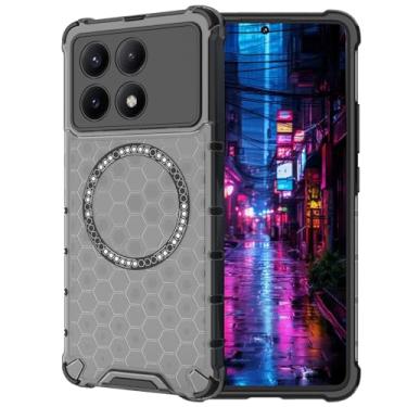 Imagem de Ephoou Capa transparente para Xiaomi Poco X6 Pro/Redmi K70E, compatível com MagSafe Wireless Charging Slim Anti-Scratch Shockproof Dual Layer Case para Xiaomi Poco X6 Pro. Favo de mel preto