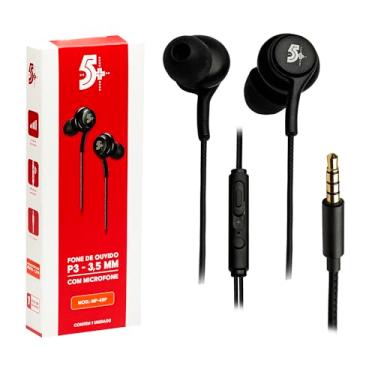 Imagem de 5+ Fone de Ouvido com Microfone Intra-Auricular In Ear Cabo 1,2m Preto 5+